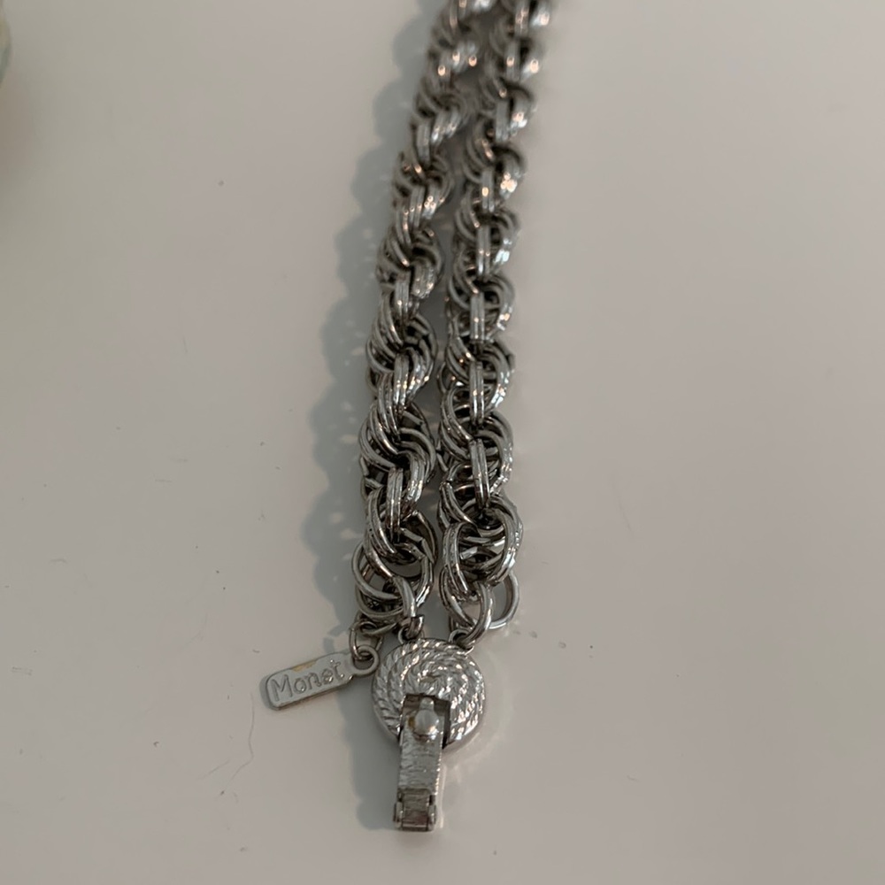 Monet double loop silver tone chain bracelet - Picture 6 of 9